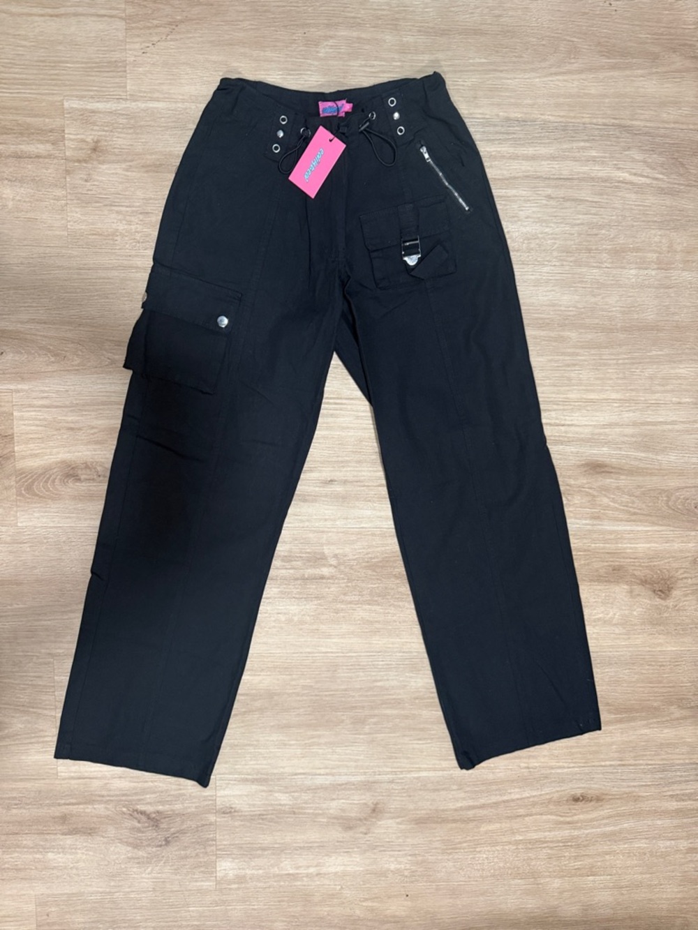 Edikted Saphire Low Rise  Black Cargo  with Utility Pockets